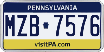 PA license plate MZB7576