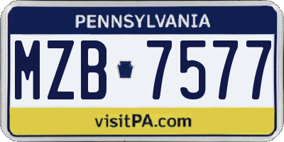 PA license plate MZB7577