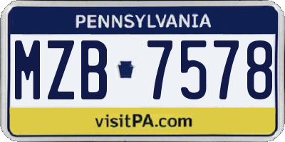 PA license plate MZB7578