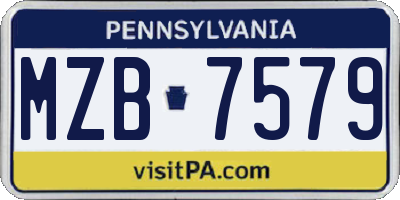 PA license plate MZB7579