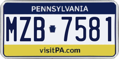 PA license plate MZB7581