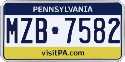 PA license plate MZB7582