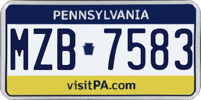 PA license plate MZB7583
