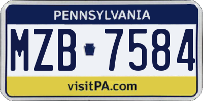 PA license plate MZB7584