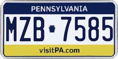 PA license plate MZB7585