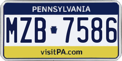 PA license plate MZB7586