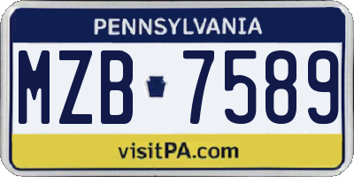 PA license plate MZB7589