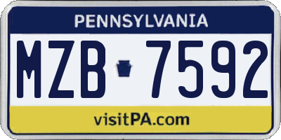 PA license plate MZB7592