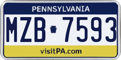 PA license plate MZB7593