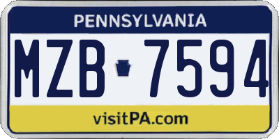 PA license plate MZB7594