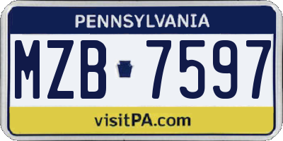 PA license plate MZB7597