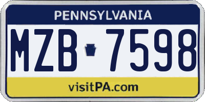 PA license plate MZB7598