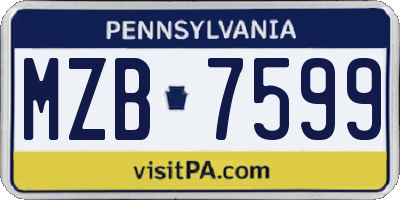 PA license plate MZB7599