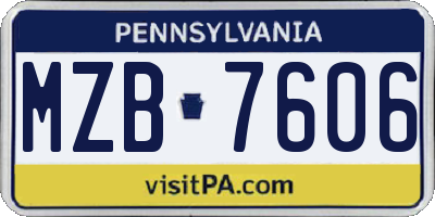 PA license plate MZB7606