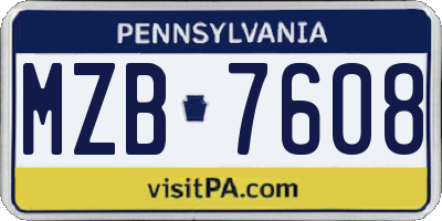 PA license plate MZB7608