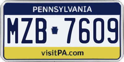 PA license plate MZB7609