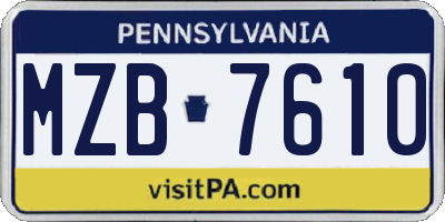 PA license plate MZB7610