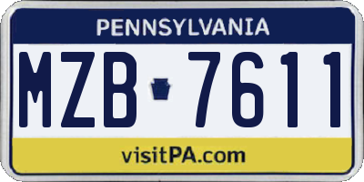 PA license plate MZB7611