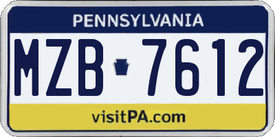 PA license plate MZB7612