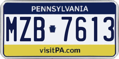 PA license plate MZB7613