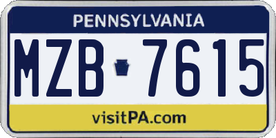 PA license plate MZB7615