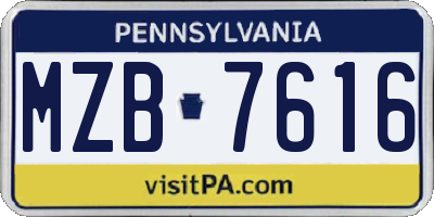 PA license plate MZB7616