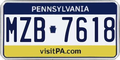 PA license plate MZB7618