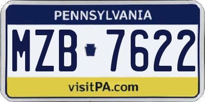 PA license plate MZB7622