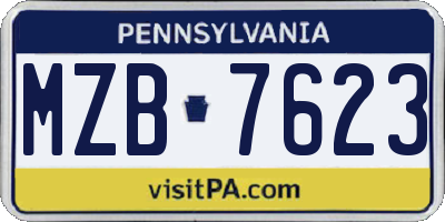 PA license plate MZB7623