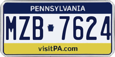 PA license plate MZB7624