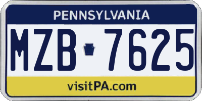 PA license plate MZB7625