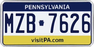 PA license plate MZB7626