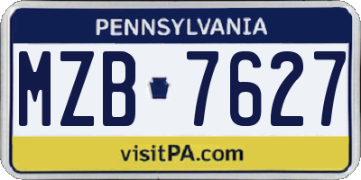 PA license plate MZB7627
