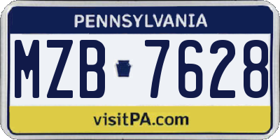 PA license plate MZB7628
