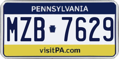 PA license plate MZB7629