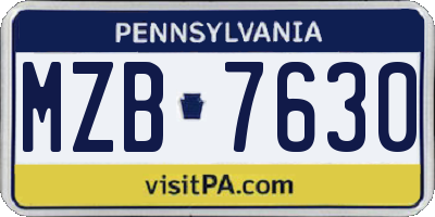 PA license plate MZB7630