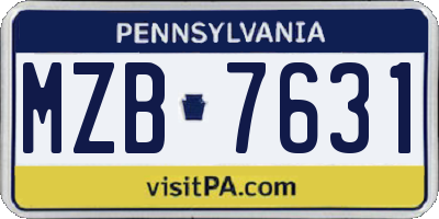 PA license plate MZB7631