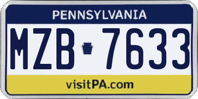 PA license plate MZB7633