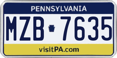 PA license plate MZB7635