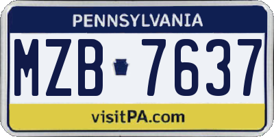 PA license plate MZB7637