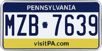 PA license plate MZB7639