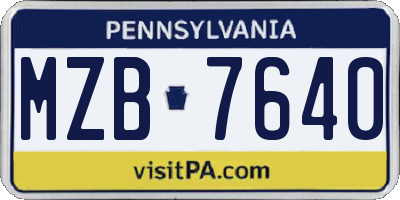 PA license plate MZB7640