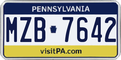 PA license plate MZB7642