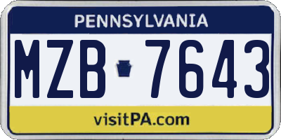 PA license plate MZB7643