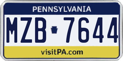 PA license plate MZB7644