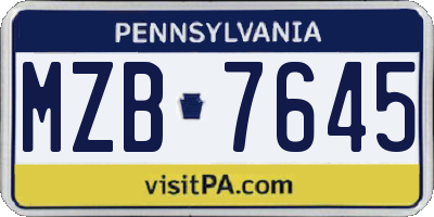 PA license plate MZB7645