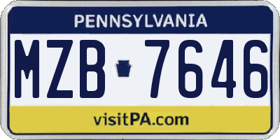 PA license plate MZB7646