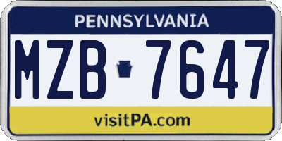 PA license plate MZB7647