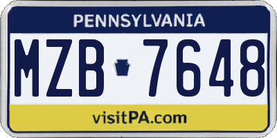 PA license plate MZB7648