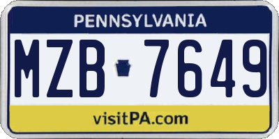PA license plate MZB7649